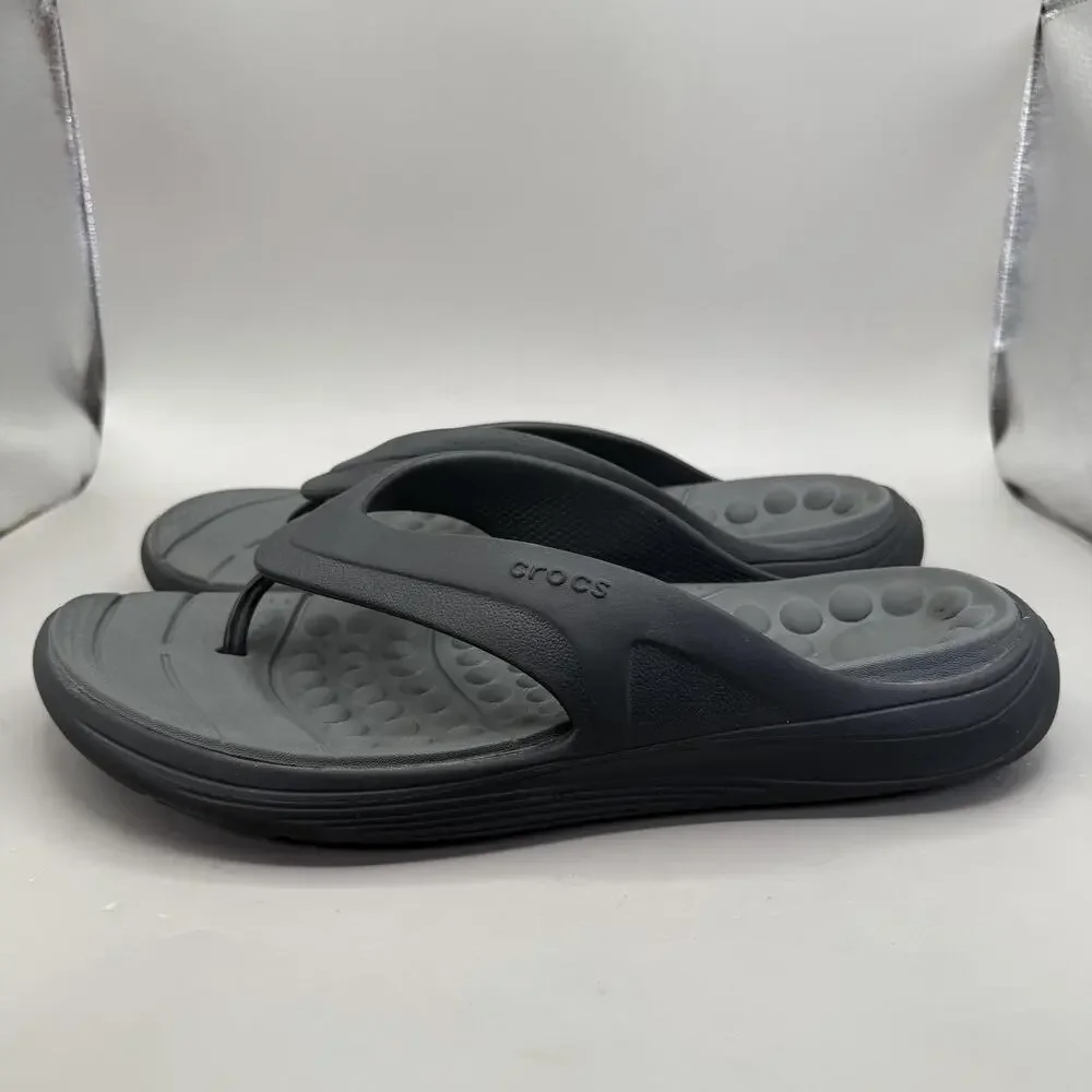 Crocs Reviva Sandals Shoes Mens Size 11 Gray Thong Flip Flop Comfort 205545